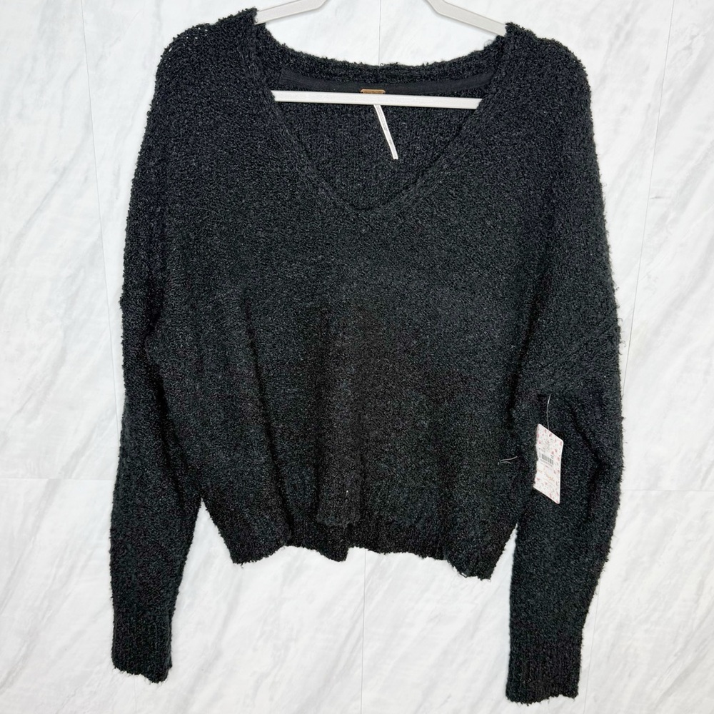 Free People Black V-Neck Sweater Small